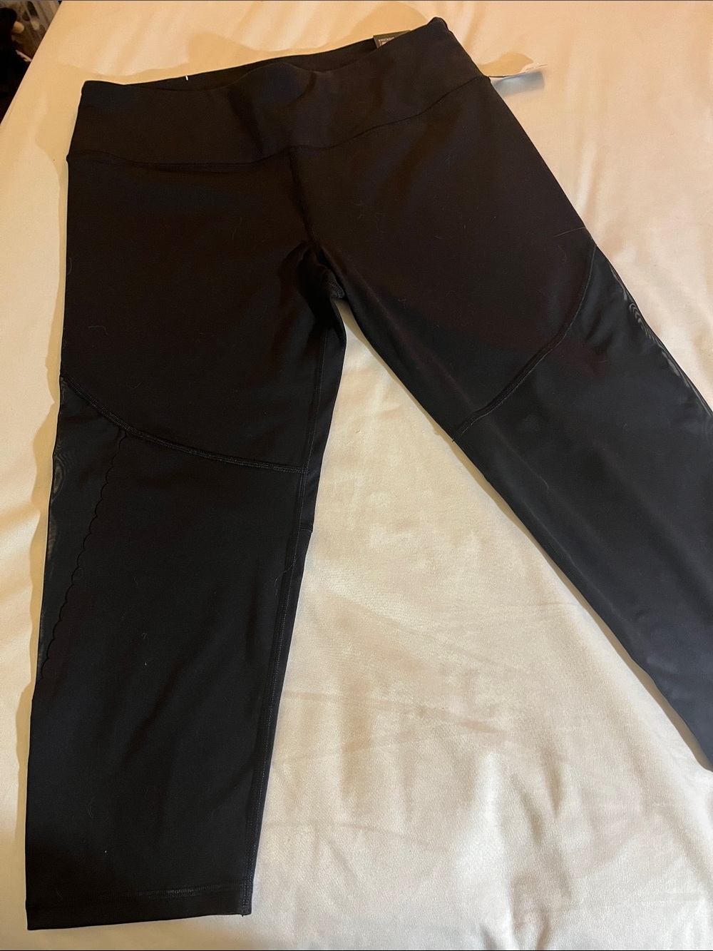 Womens VS knockout Black Active Capri Leggings with sheer lace on sides